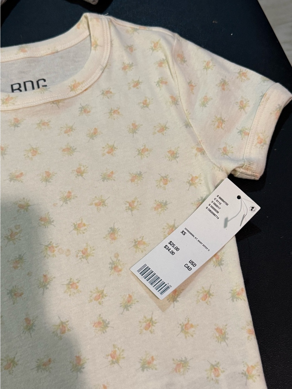 BDG Juniors/Tweens Cream Star Print Tee & Gray Ribbed Long Sleeve Top 2-Pack XS - Picture 2 of 9